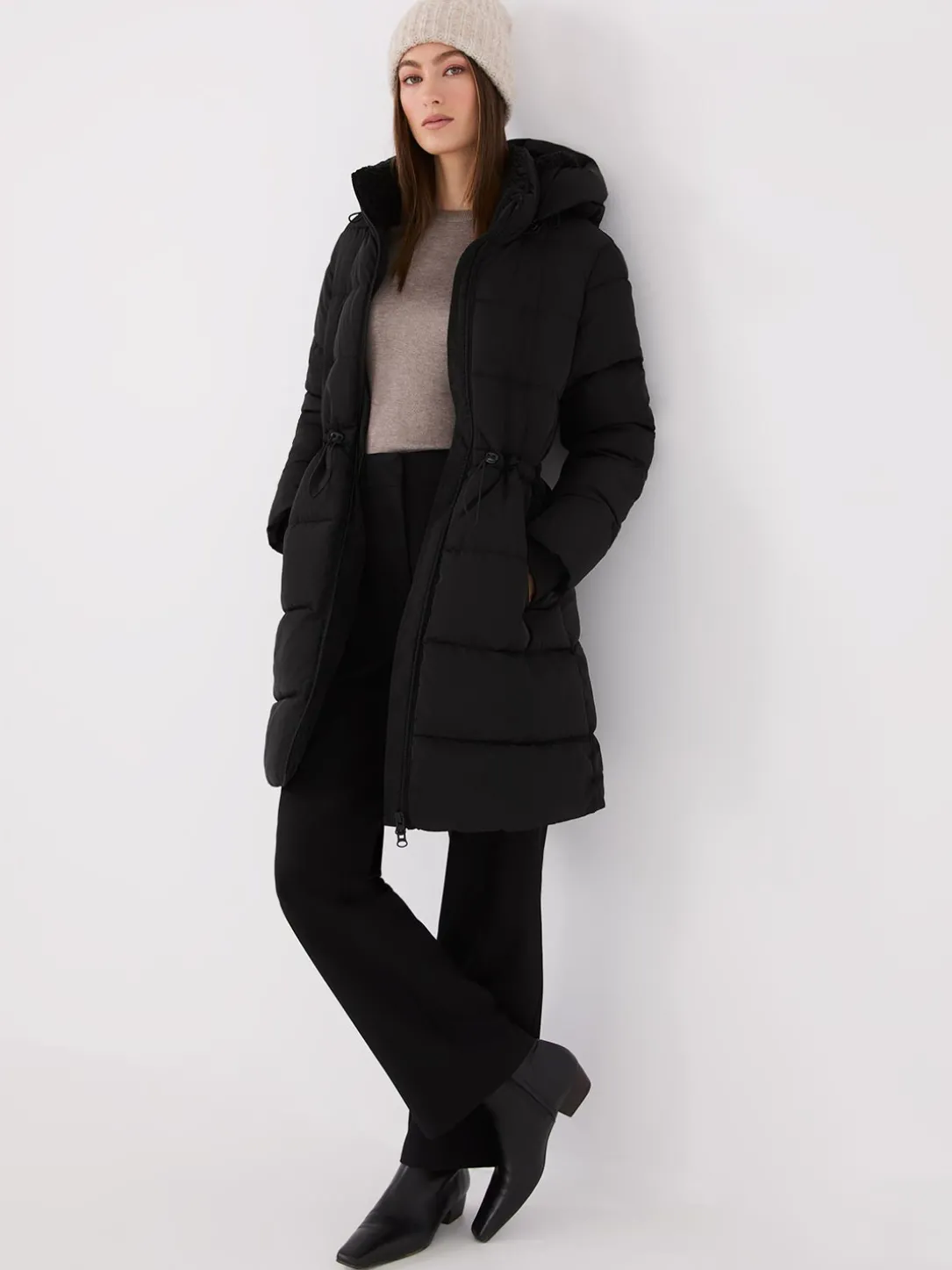 Drawstring Waist Puffer Jacket
