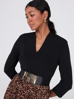 Elastic Gold Square Buckle Belt