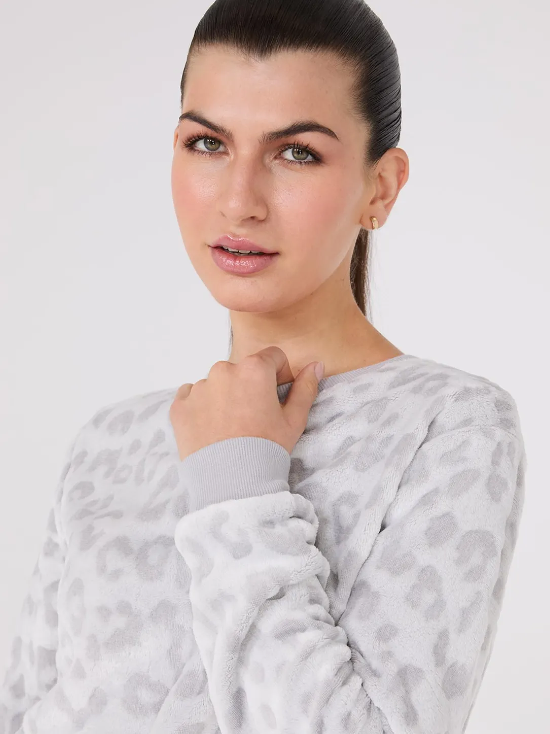 Embossed Animal Print Plush Pajama Set