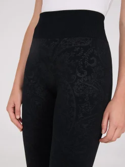 Embossed Paisley Print Fleece Lined Leggings
