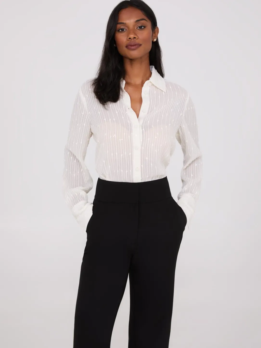 Embroidered Sequin Chiffon Blouse