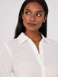 Embroidered Sequin Chiffon Blouse