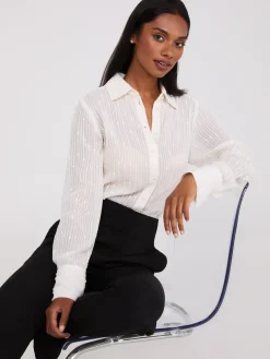 Embroidered Sequin Chiffon Blouse