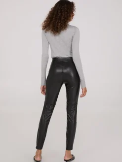 Exposed Zipper Faux Leather Pants