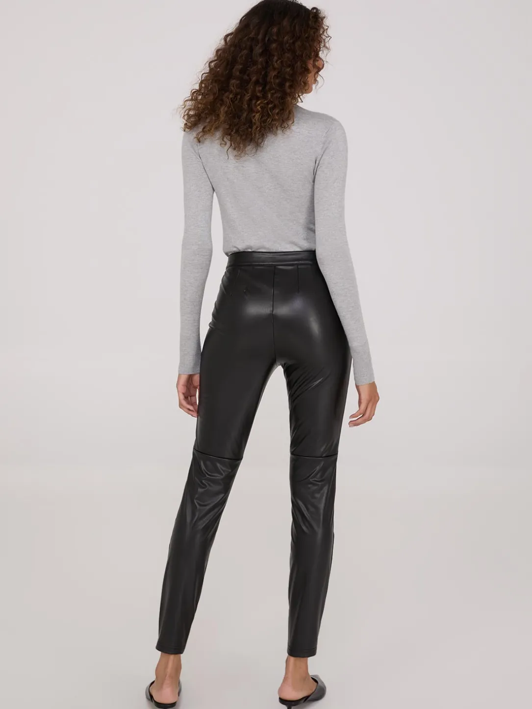 Exposed Zipper Faux Leather Pants