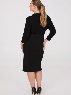 Exposed Zipper Front Pencil Skirt