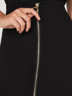 Exposed Zipper Front Pencil Skirt