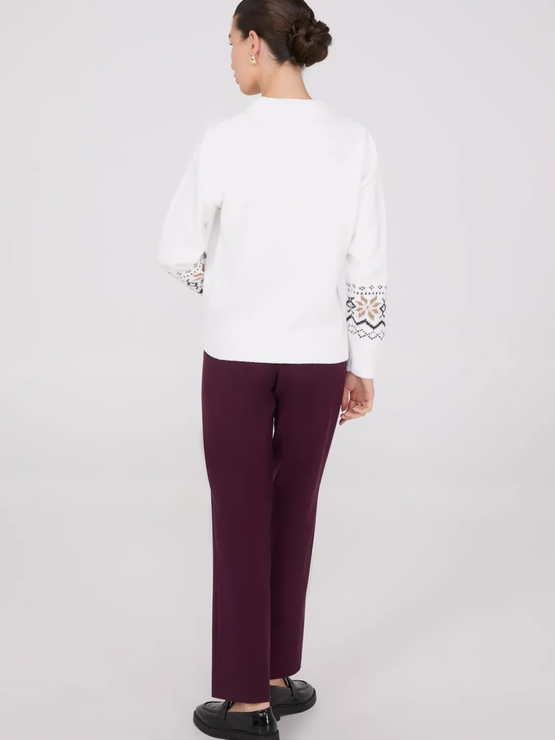 Fair Isle Mock Neck Chenille Sweater