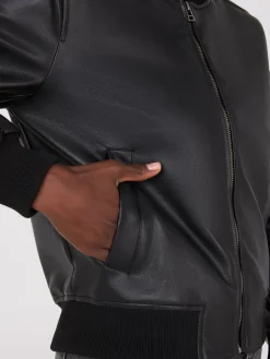 Faux Leather Bomber Jacket