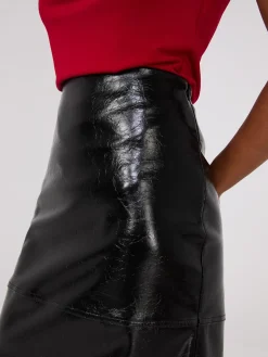 Faux Leather Column Skirt