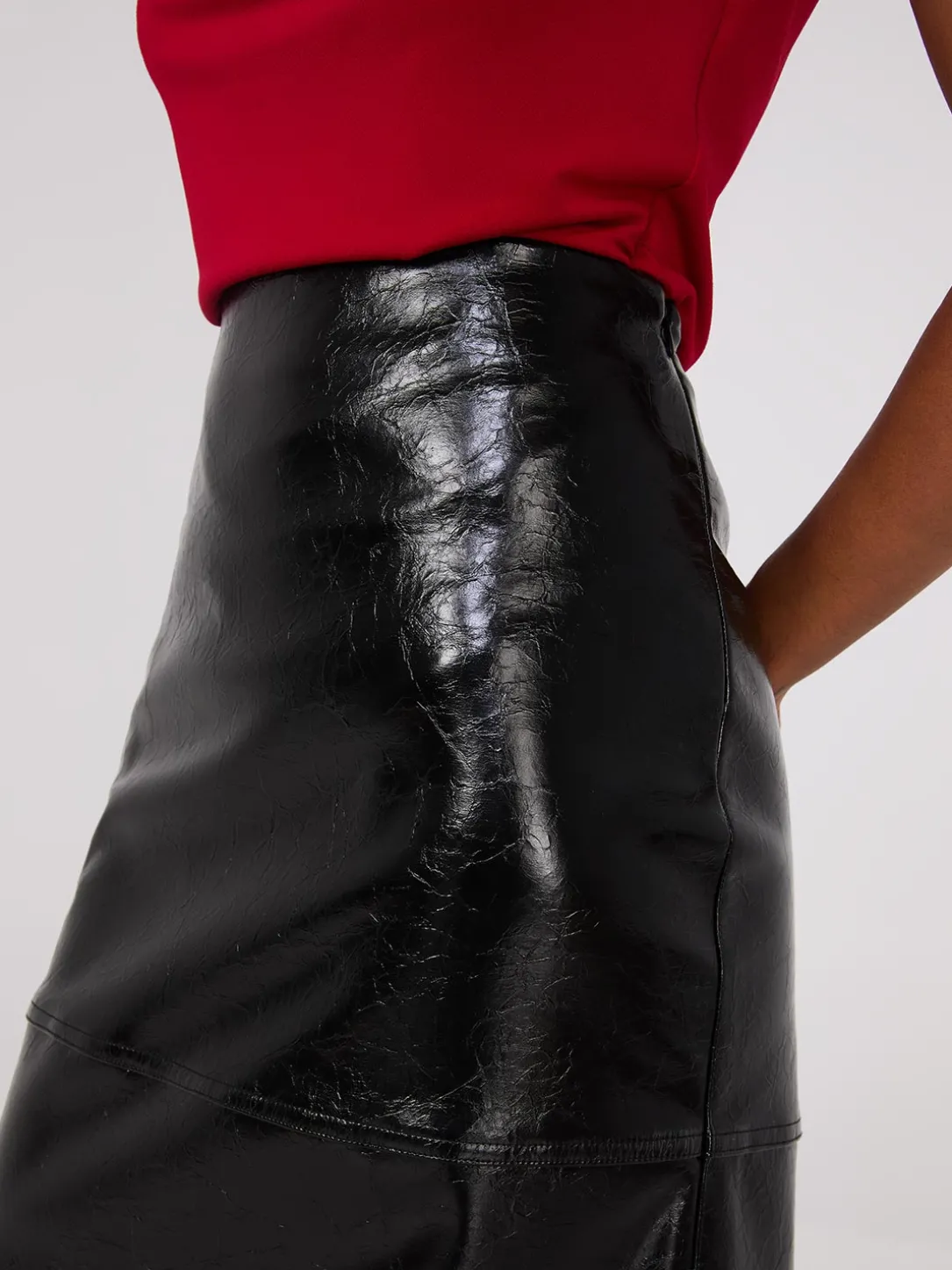Faux Leather Column Skirt