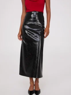 Faux Leather Column Skirt