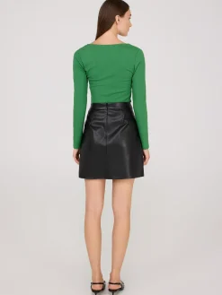 Faux Leather Mini Wrap Skirt