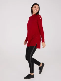 Faux Leather Trim Ankle Length Pants