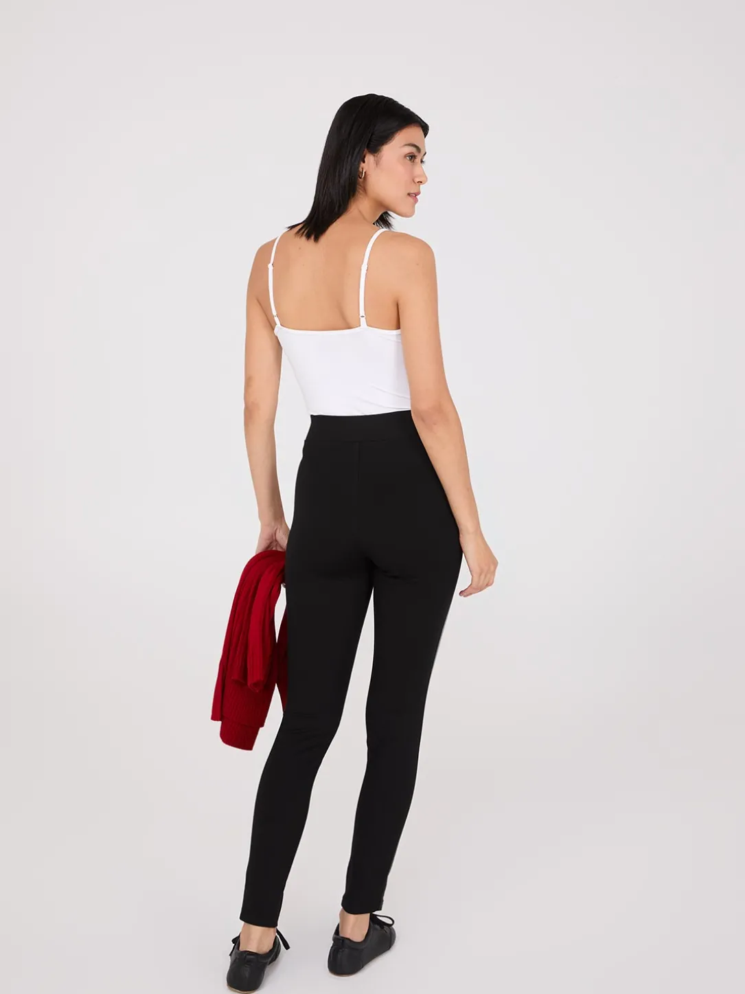 Faux Leather Trim Ankle Length Pants