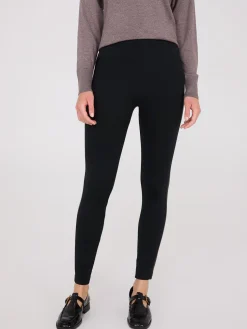 Faux Leather Trim Seamless Leggings