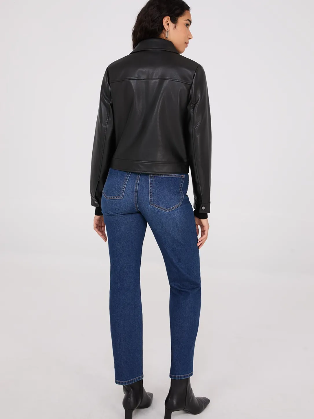 Faux Leather Utility Jacket