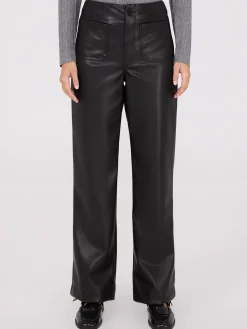Faux Leather Wide-Leg Pants