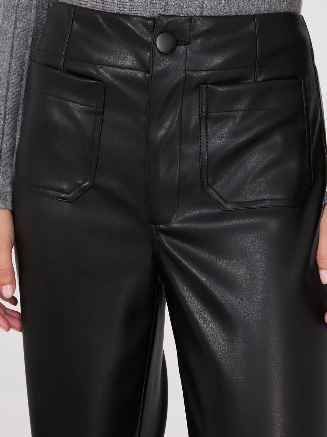 Faux Leather Wide-Leg Pants
