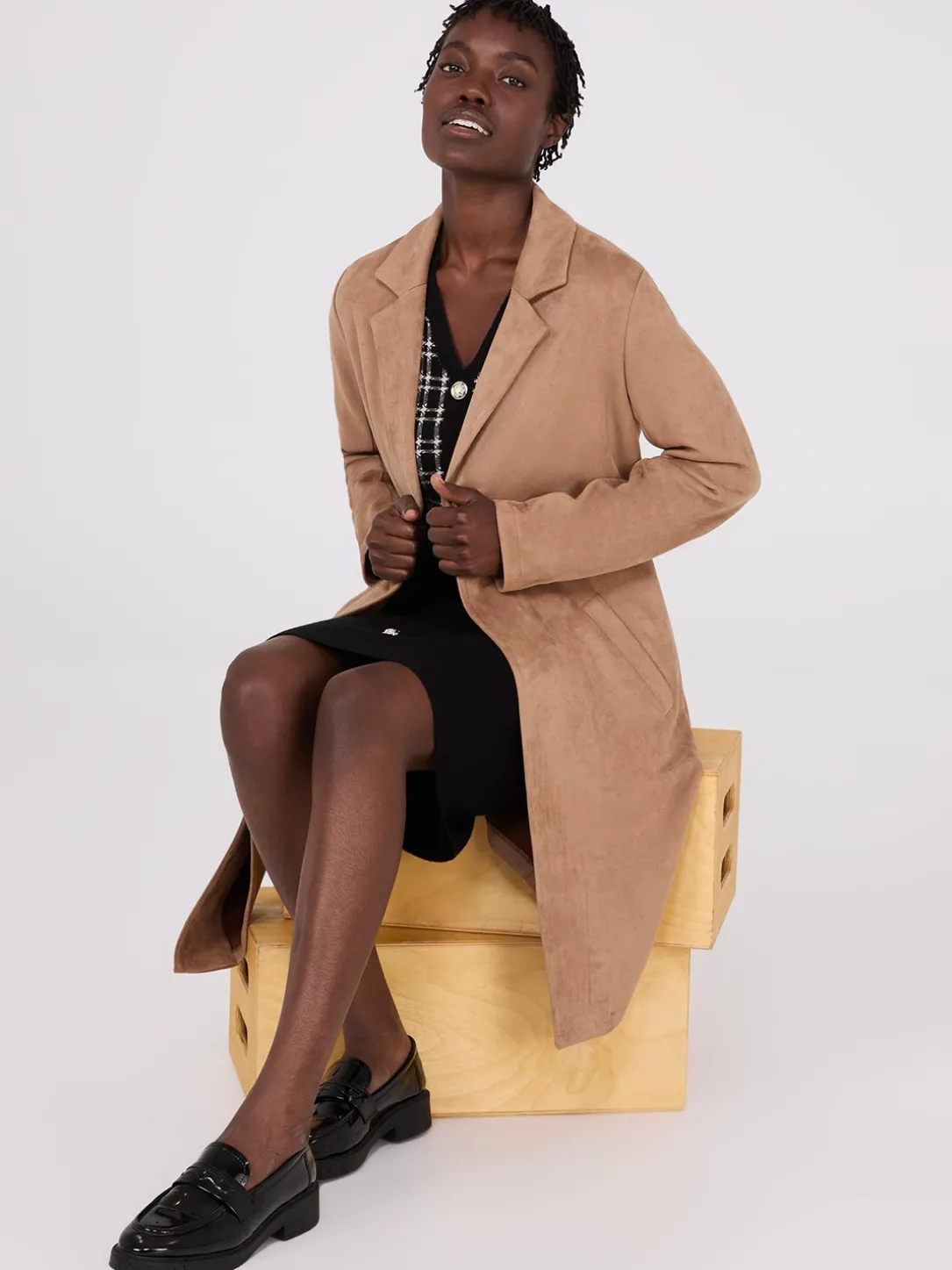 Faux Suede Car Coat