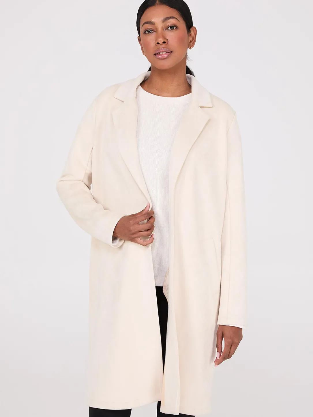 Faux Suede Car Coat