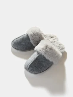 Faux Wool Slipper With Faux Fur Lining