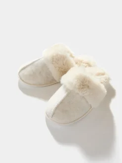 Faux Wool Slipper With Faux Fur Lining