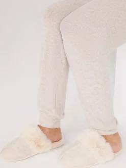 Faux Wool Slipper With Faux Fur Lining