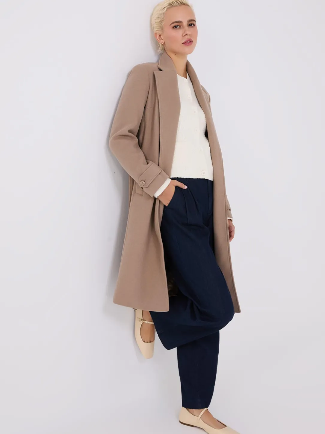 Faux Wool Wrap Coat