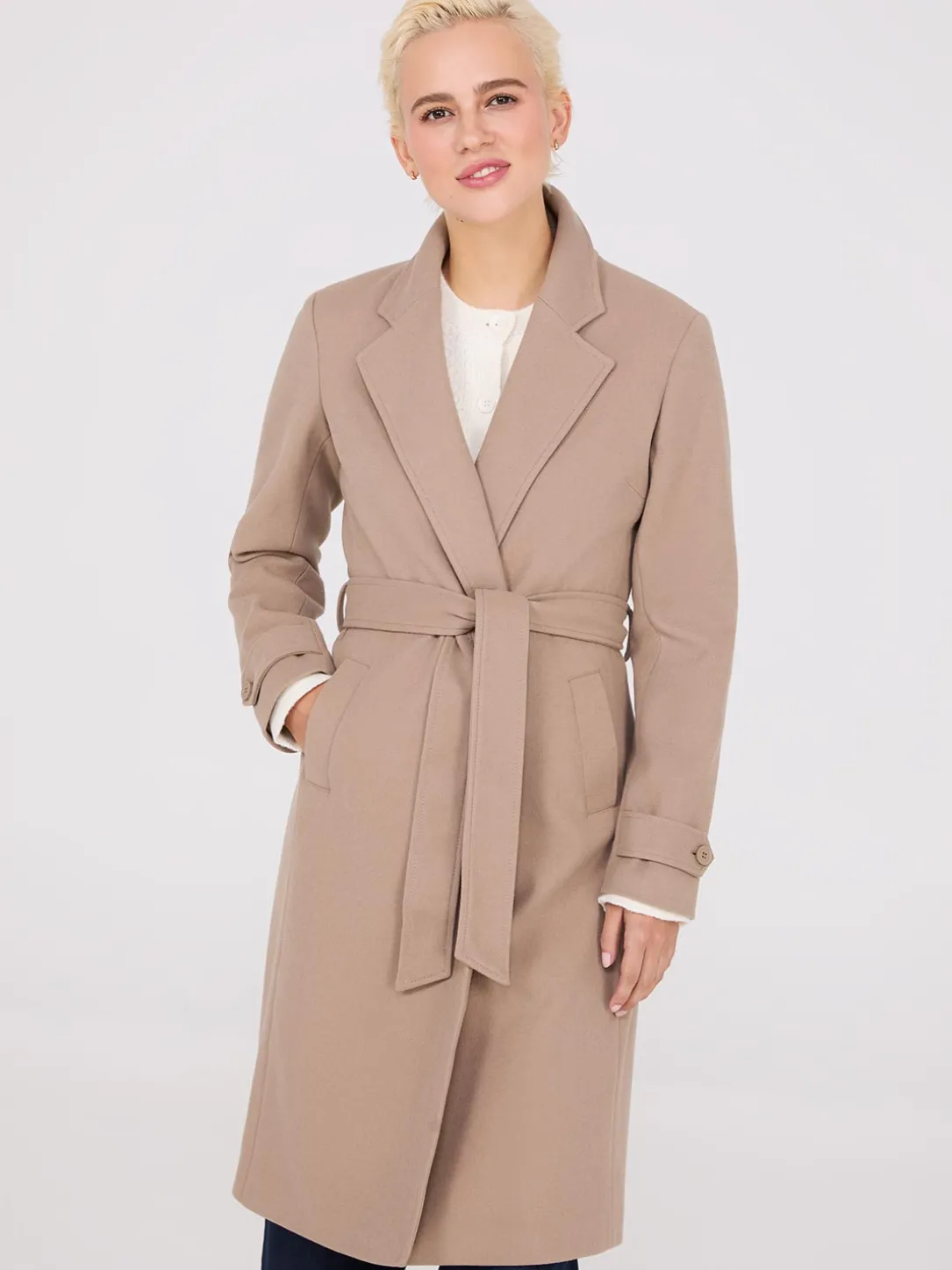 Faux Wool Wrap Coat