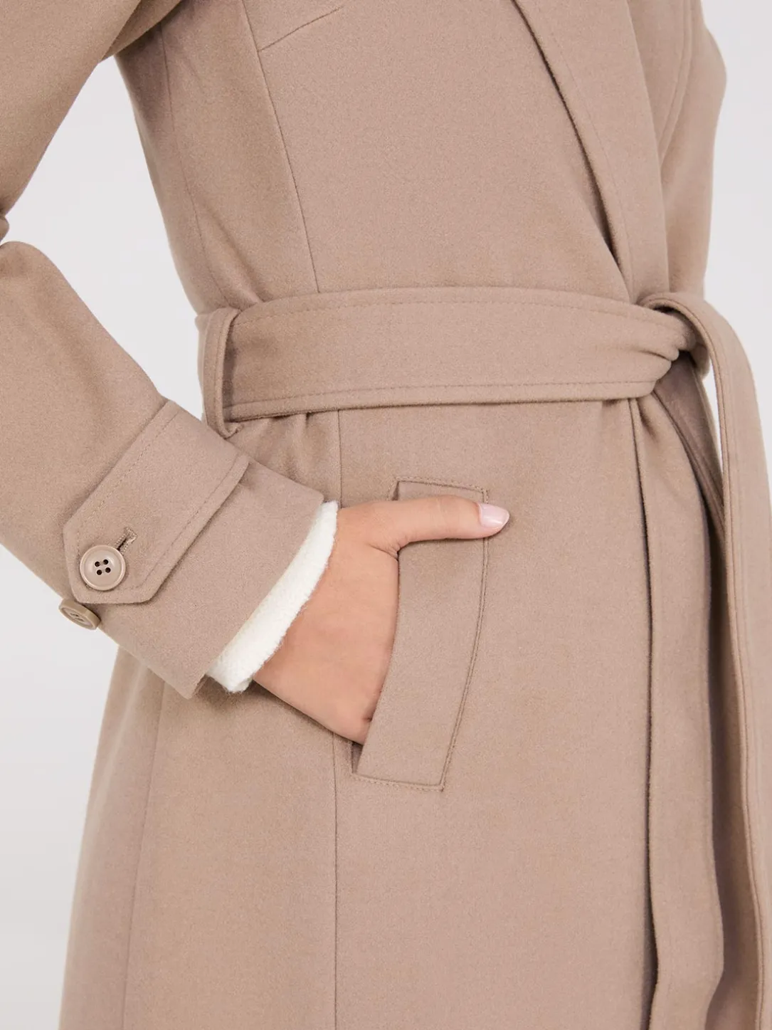 Faux Wool Wrap Coat