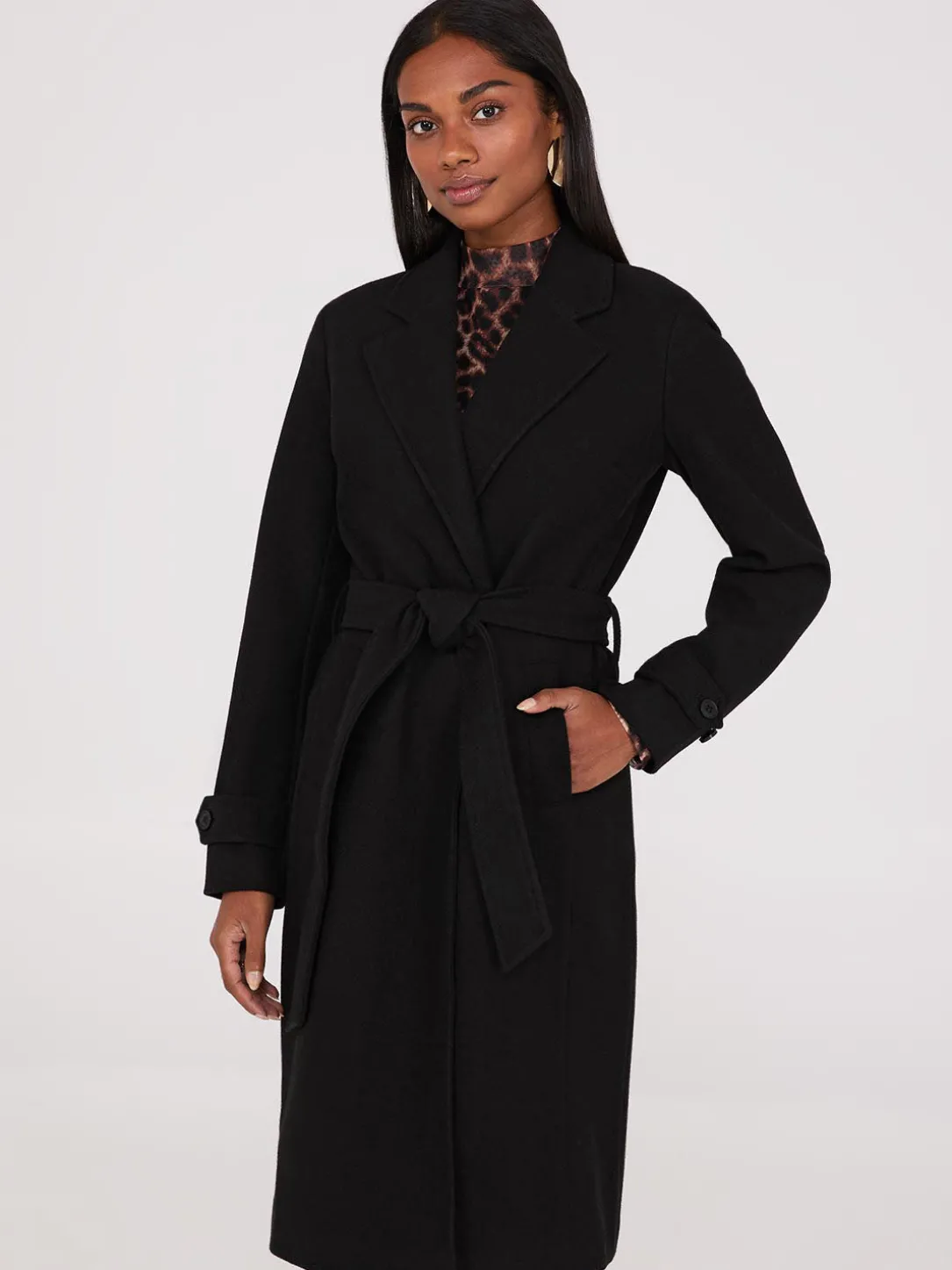 Faux Wool Wrap Coat