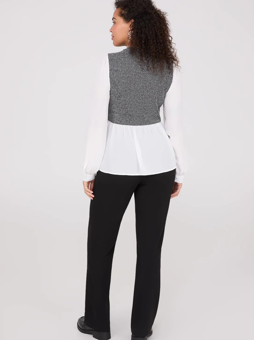 2-Fer Boucle Vest With Long Sleeve Top