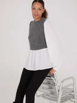 2-Fer Boucle Vest With Long Sleeve Top