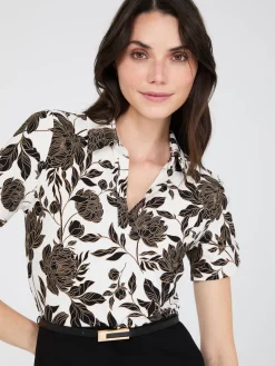 2-Fer Floral Print Collared Sheath Dress