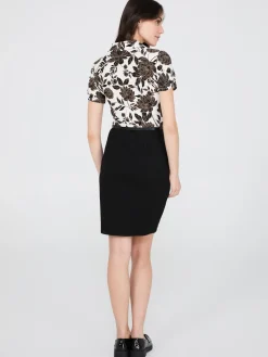 2-Fer Floral Print Collared Sheath Dress