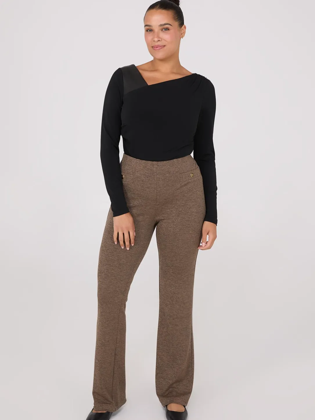 Flare Leg Melange Knit Pants