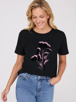 Floral Flocking Short Sleeve T-Shirt