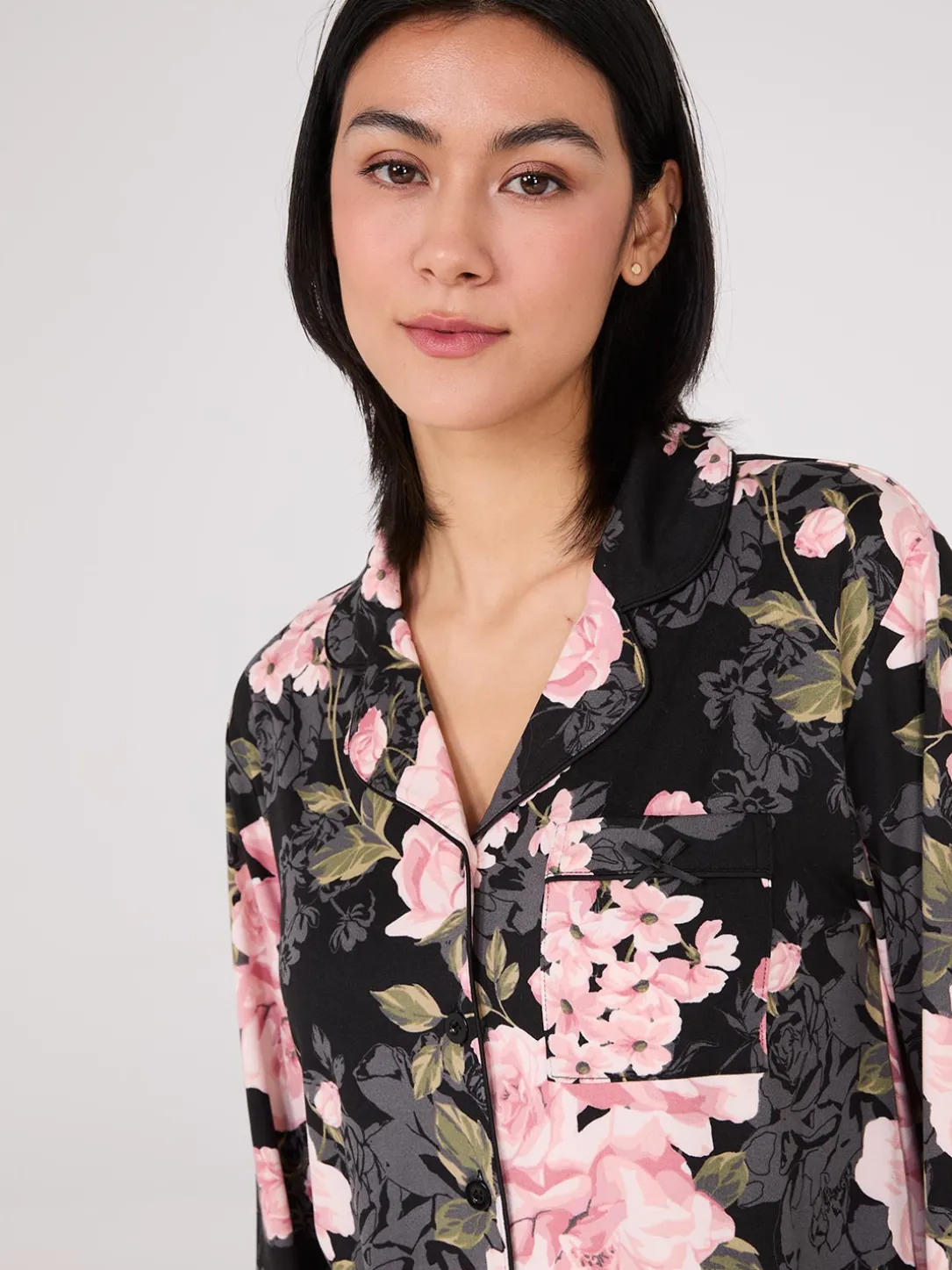 Floral Print Button-Down Pajama Set