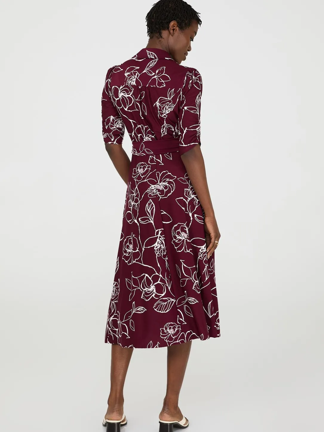 Floral Print Button-Front Midi Dress With Pockets