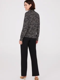 Floral Print Button-Front Classic Blouse