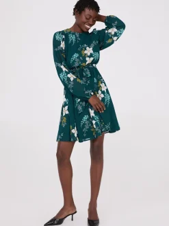 Floral Print Chiffon Fit & Flare Mini Dress