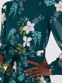 Floral Print Chiffon Fit & Flare Mini Dress