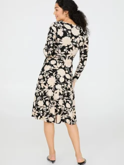 Floral Print Cross-Front Midi Dress