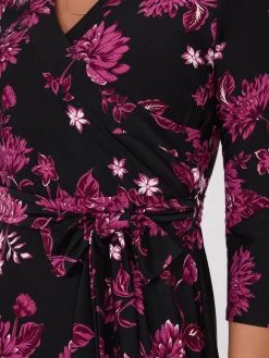 Floral Print Crossover A-Line Maxi Dress