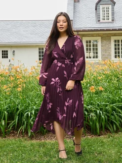 Floral Print Crossover Handkerchief Hem Dress