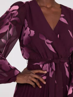 Floral Print Crossover Handkerchief Hem Dress