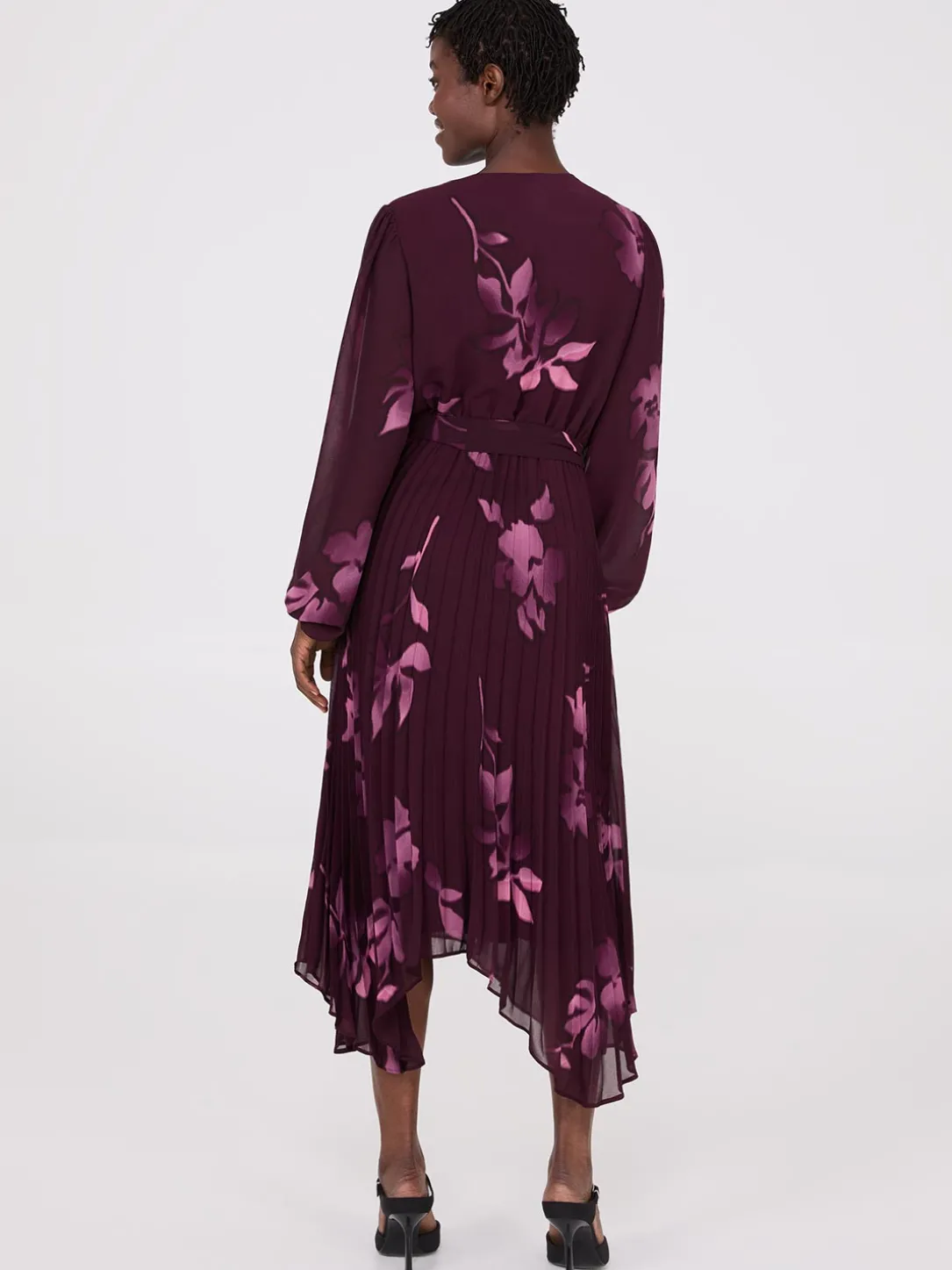 Floral Print Crossover Handkerchief Hem Dress