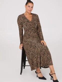 Floral Print Gathered Midi Dress