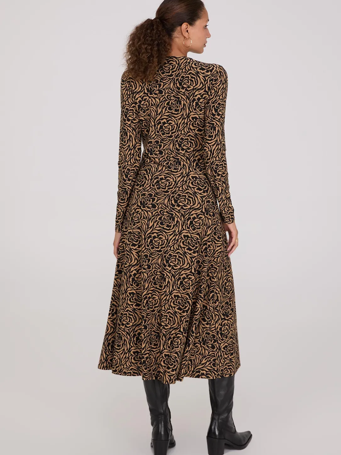 Floral Print Gathered Midi Dress